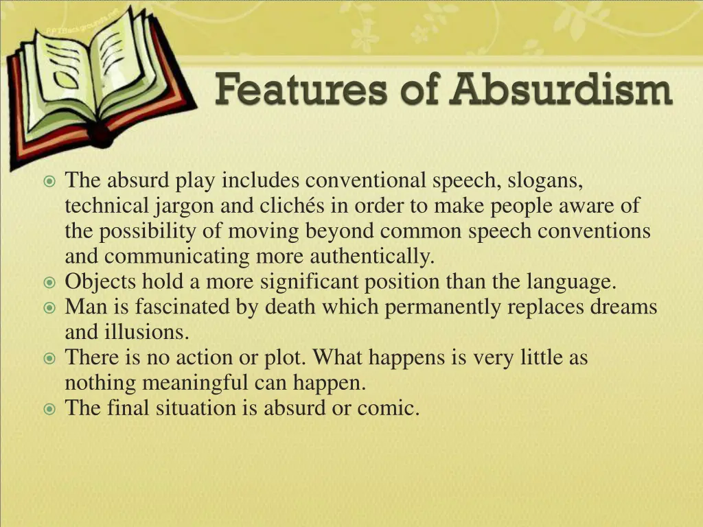 the absurd play includes conventional speech