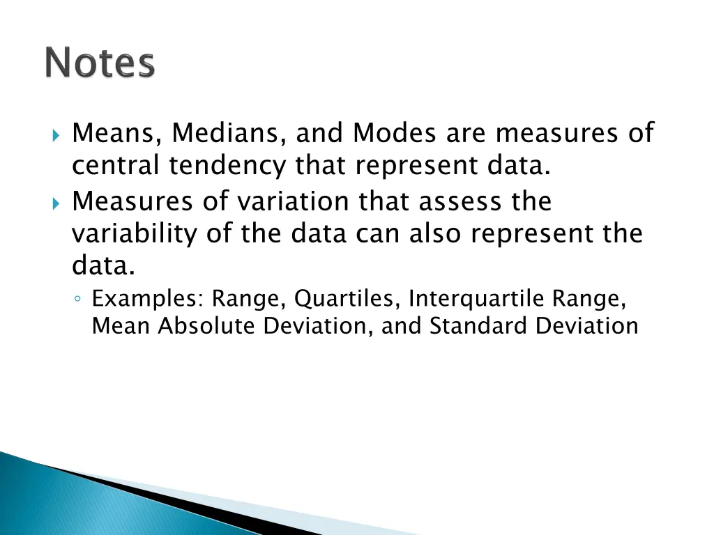 means medians and modes are measures of central