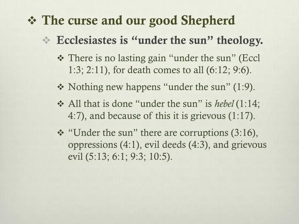 the curse and our good shepherd