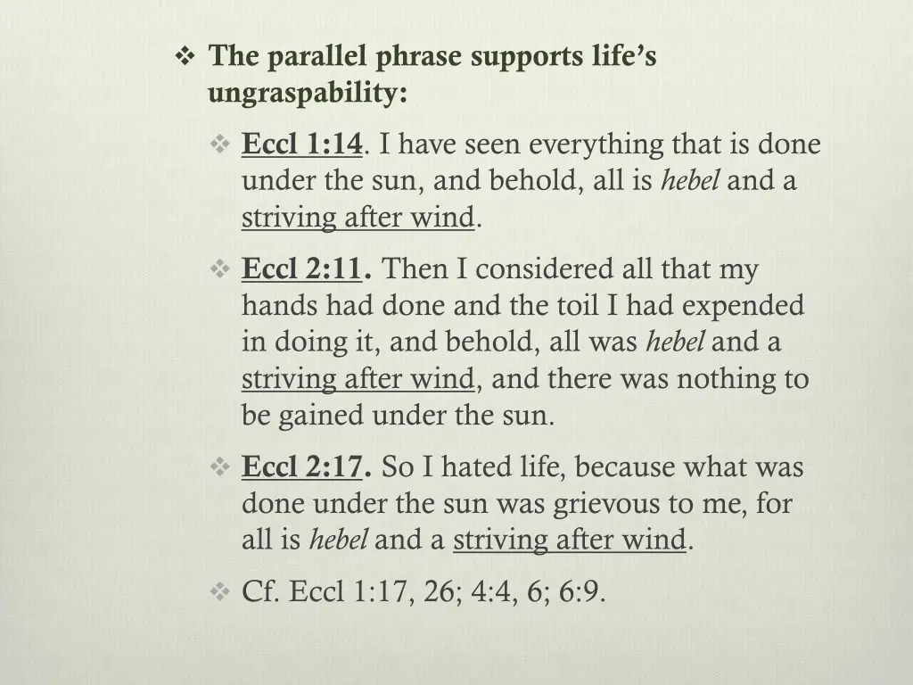 the parallel phrase supports life