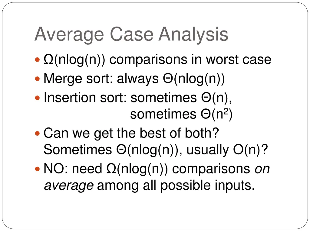average case analysis