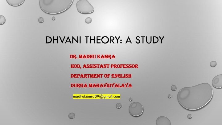 dhvani theory a study