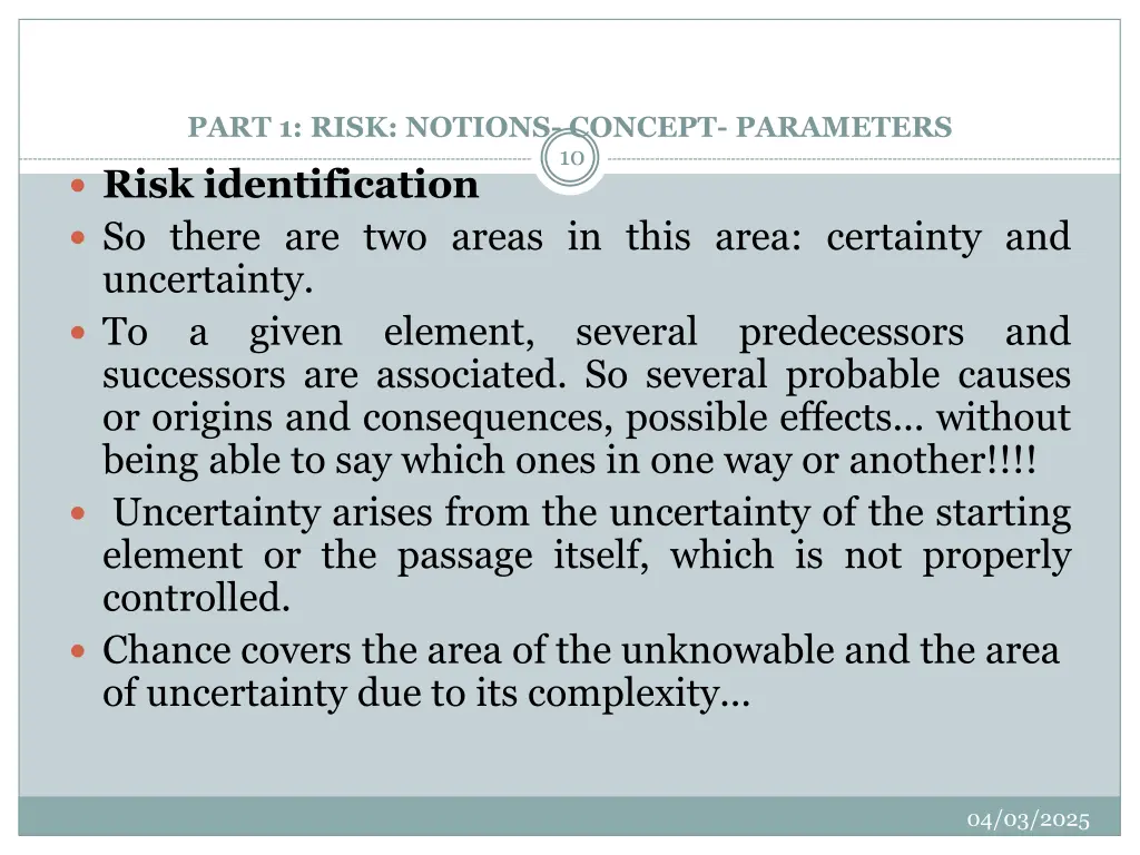 part 1 risk notions concept parameters 10