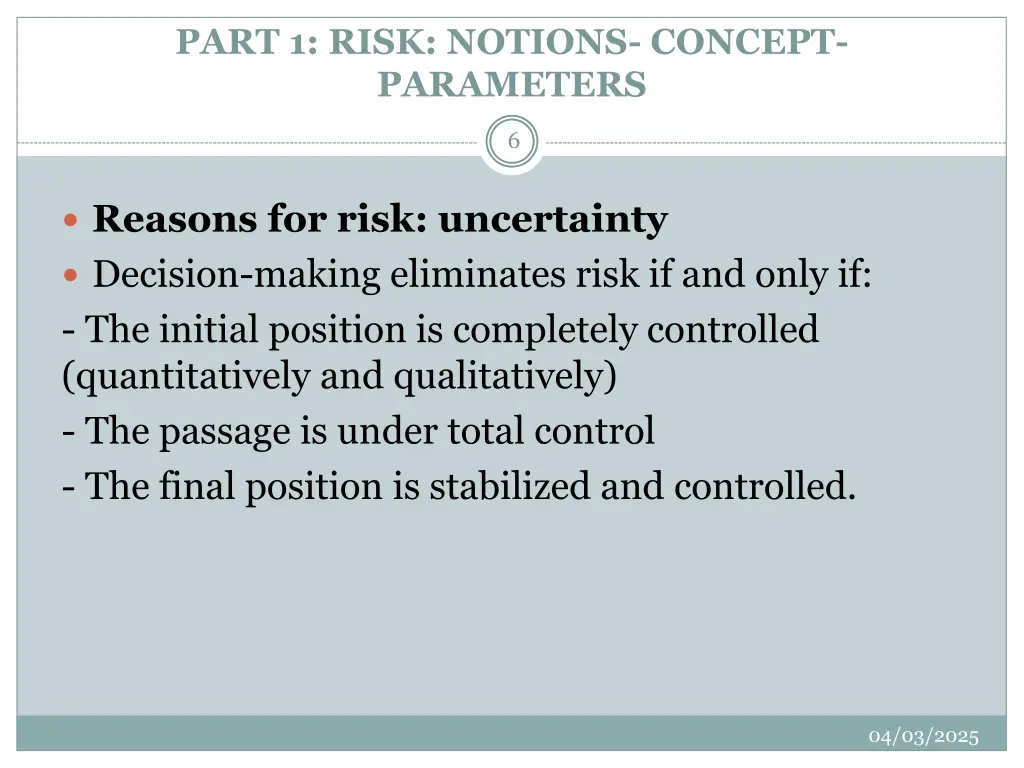 part 1 risk notions concept parameters 2