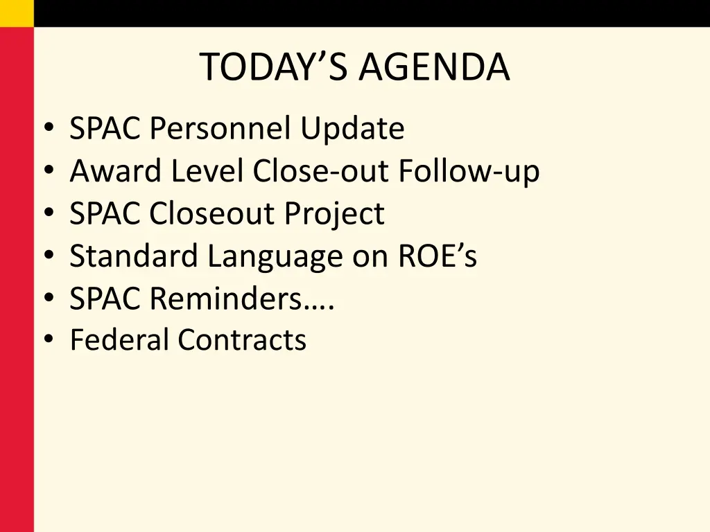 today s agenda