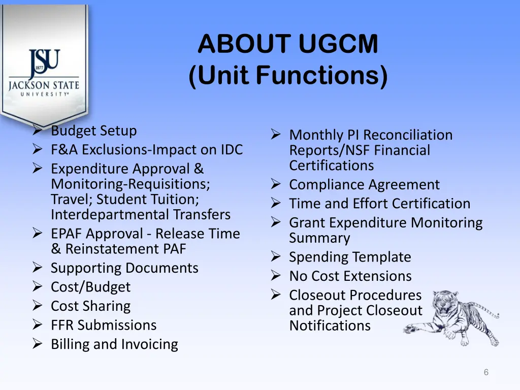 about ugcm unit functions