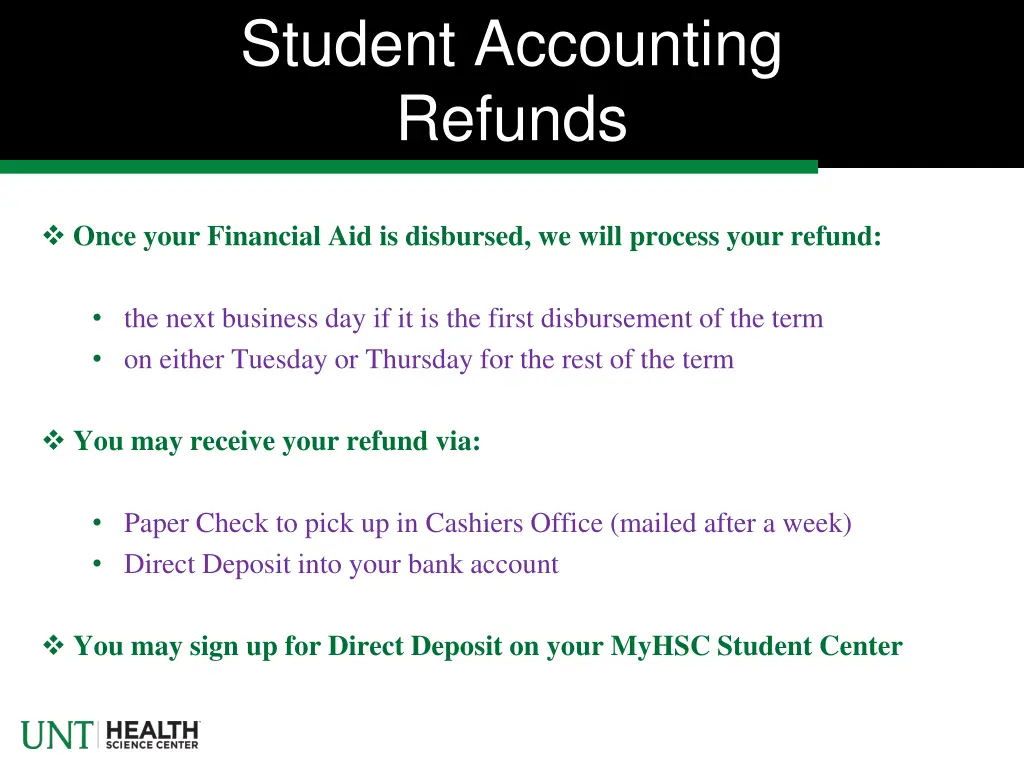 student accounting refunds