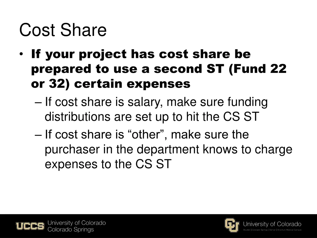 cost share if your project has cost share