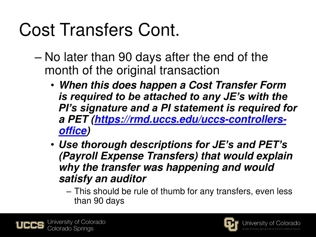 cost transfers cont
