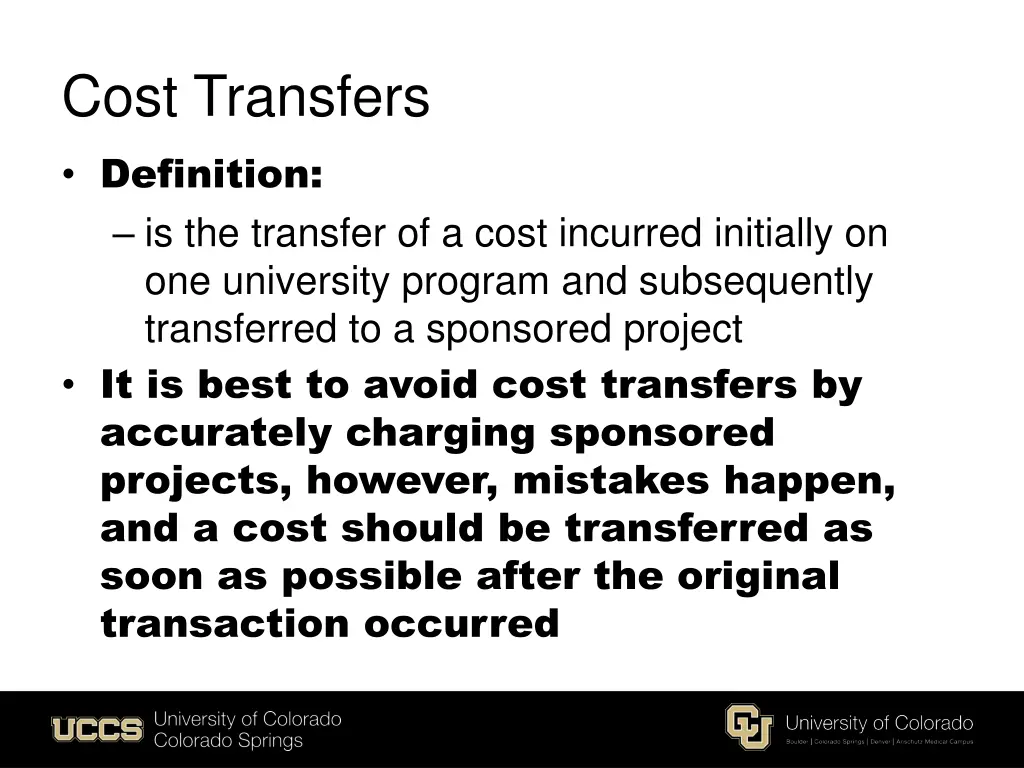 cost transfers definition is the transfer