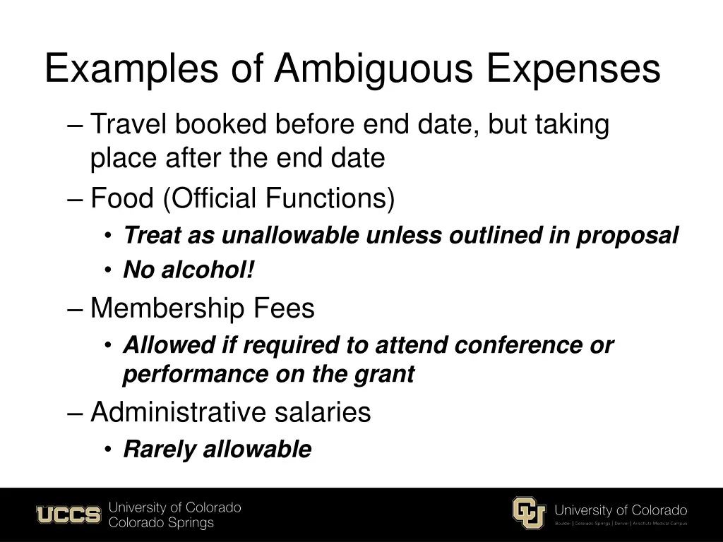 examples of ambiguous expenses