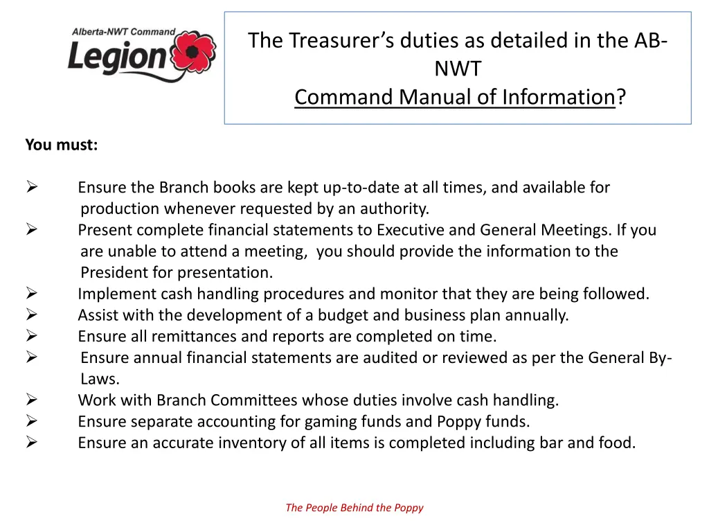 the treasurer s duties as detailed