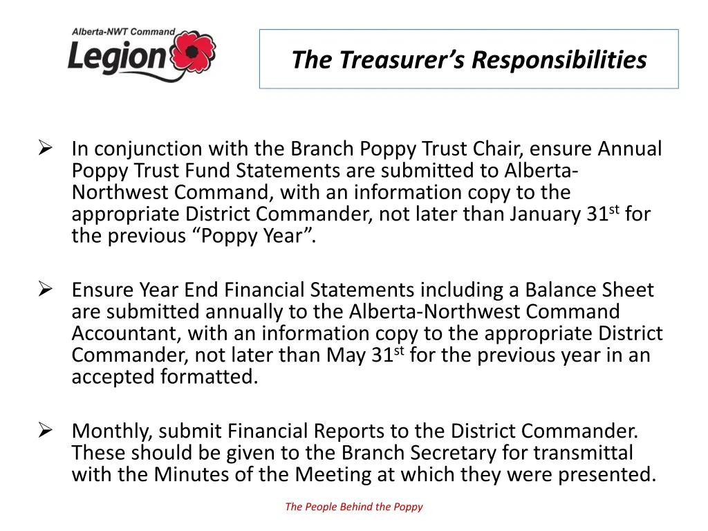 the treasurer s responsibilities