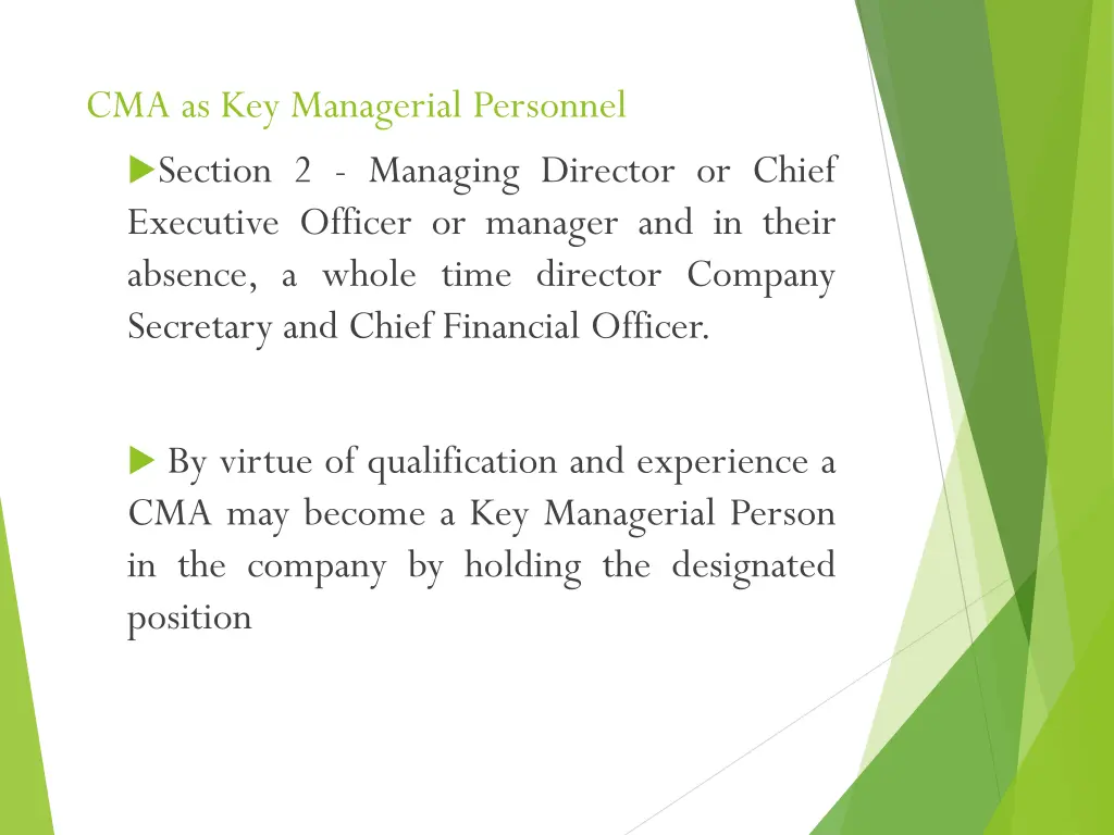 cma as key managerial personnel section