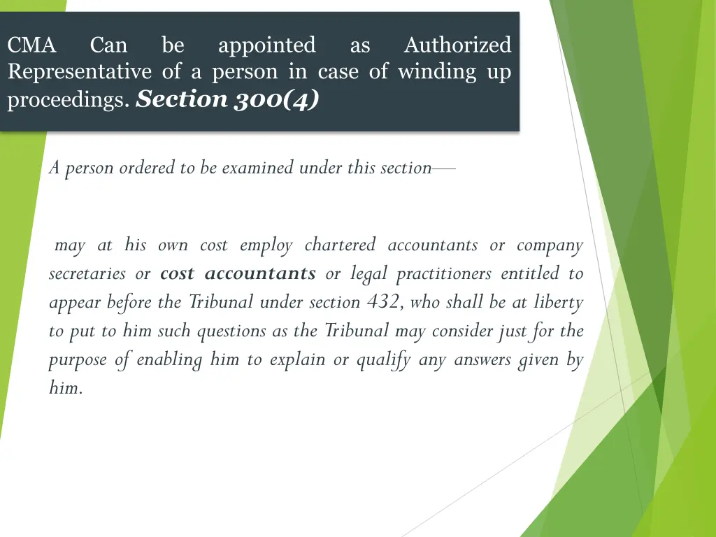 cma representative of a person in case of winding