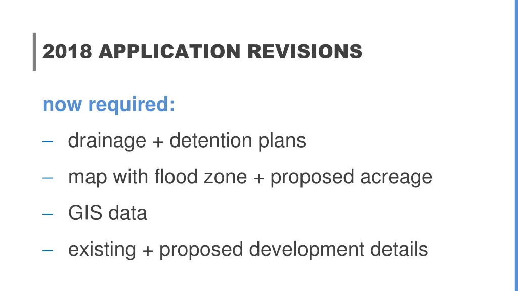 2018 application revisions