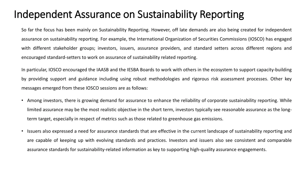 independent assurance on sustainability reporting