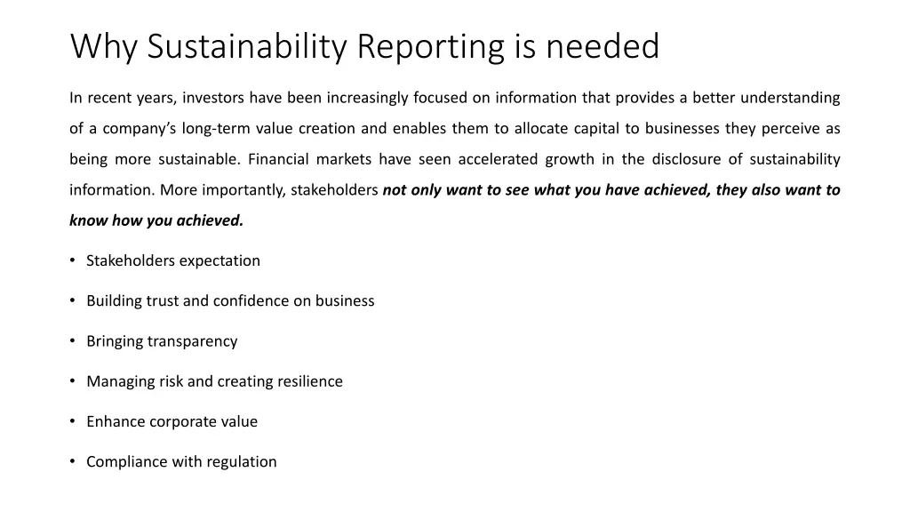 why sustainability reporting is needed