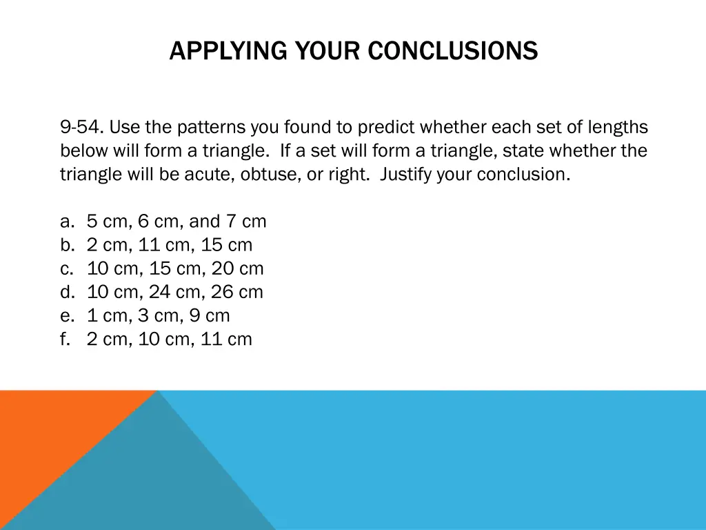 applying your conclusions