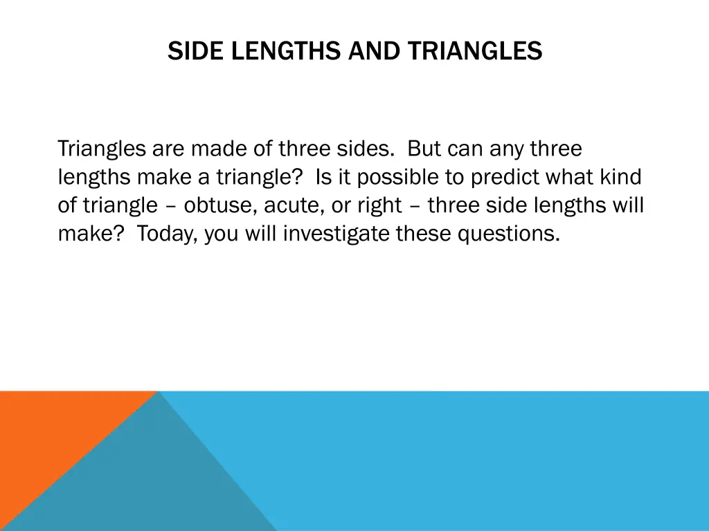 side lengths and triangles