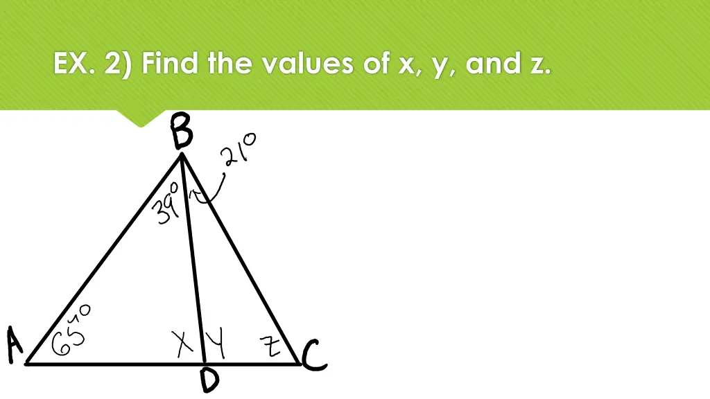 ex 2 find the values of x y and z