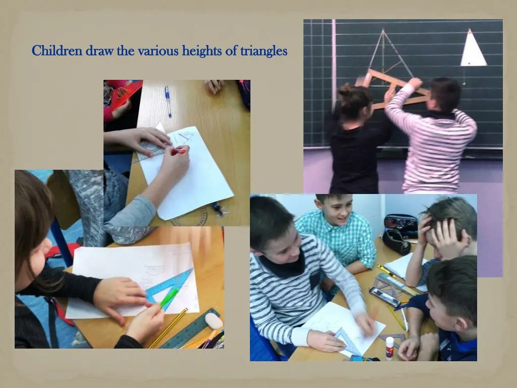 children draw the various heights of triangles