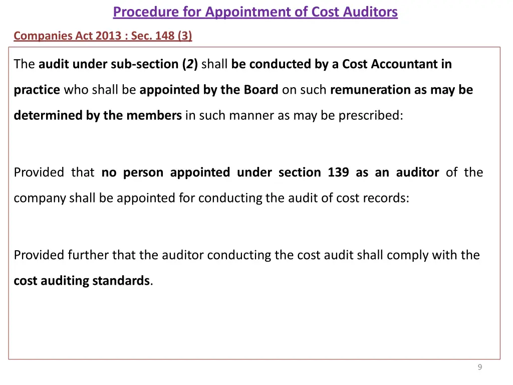 procedure for appointment of cost auditors