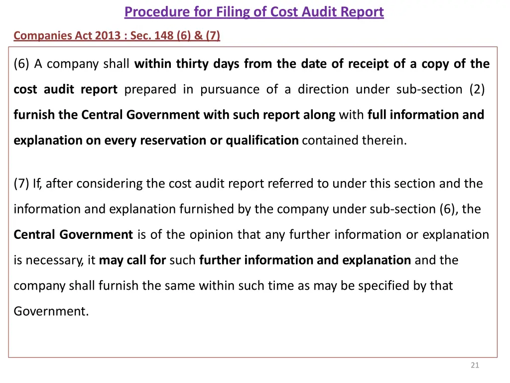 procedure for filing of cost audit report