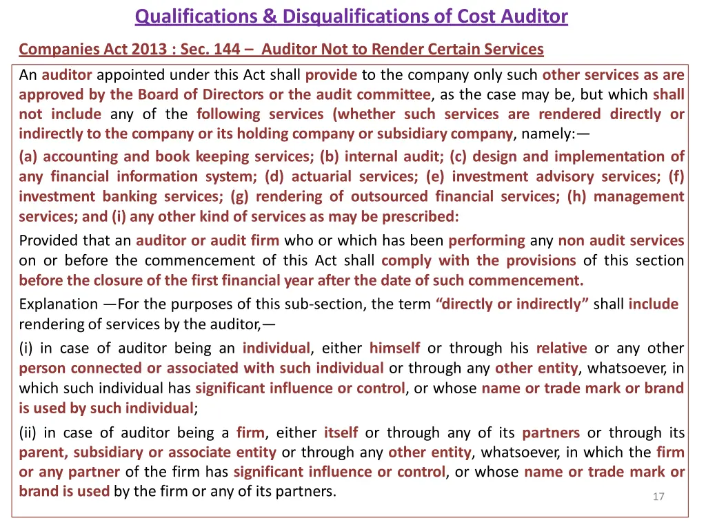 qualifications disqualificationsof cost auditor 3