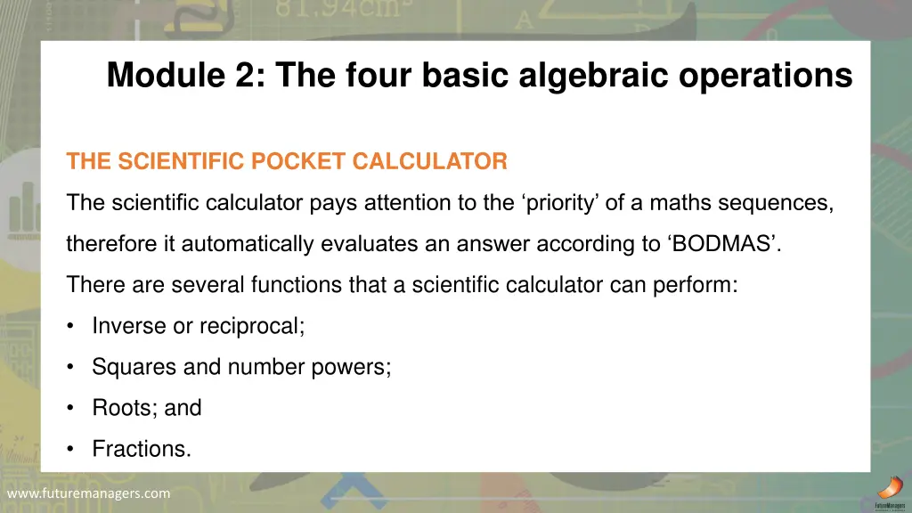 module 2 the four basic algebraic operations