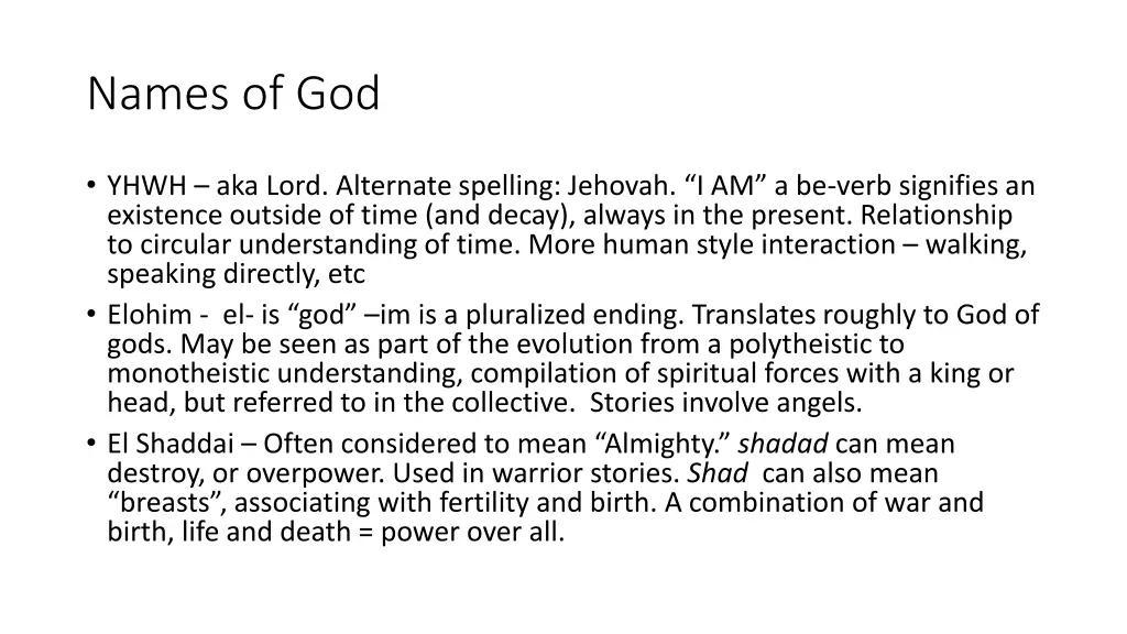 names of god