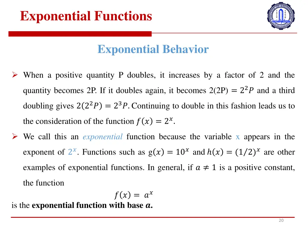 exponential functions