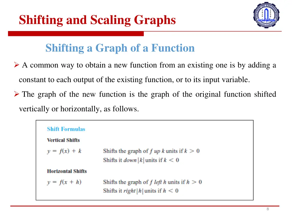 shifting and scaling graphs
