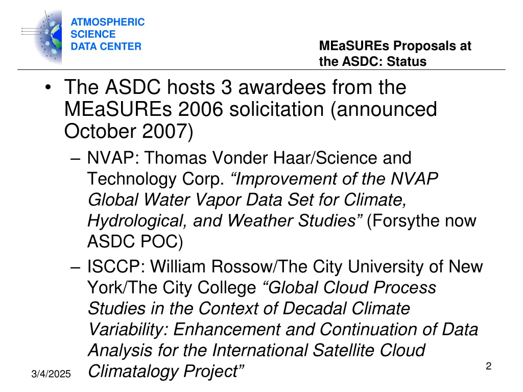 atmospheric science data center 1