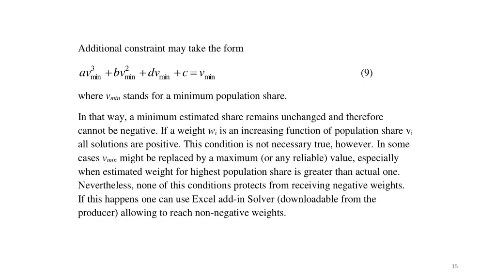 additional constraint may take the form
