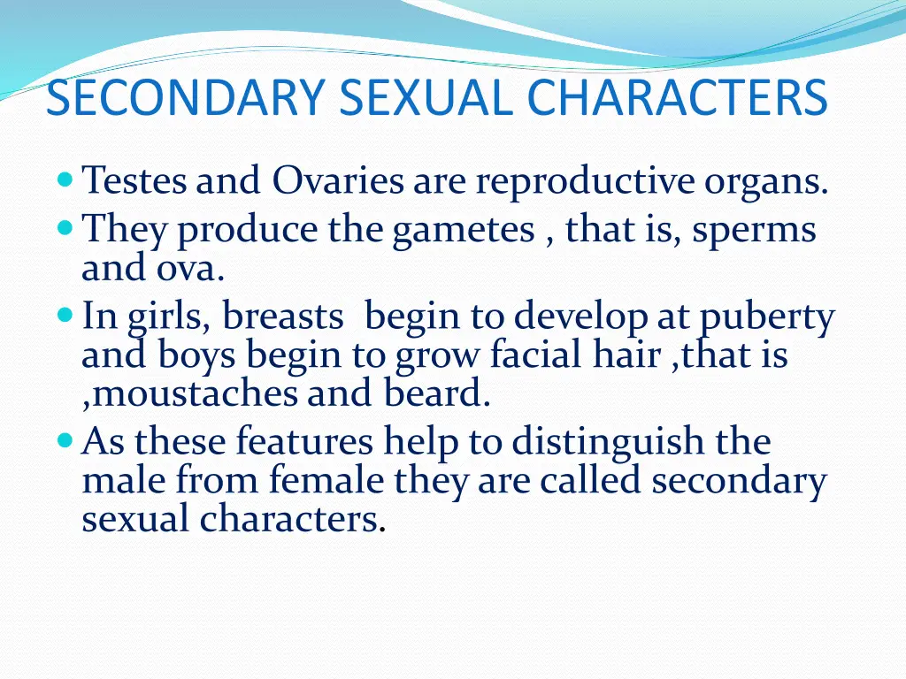 secondary sexual characters