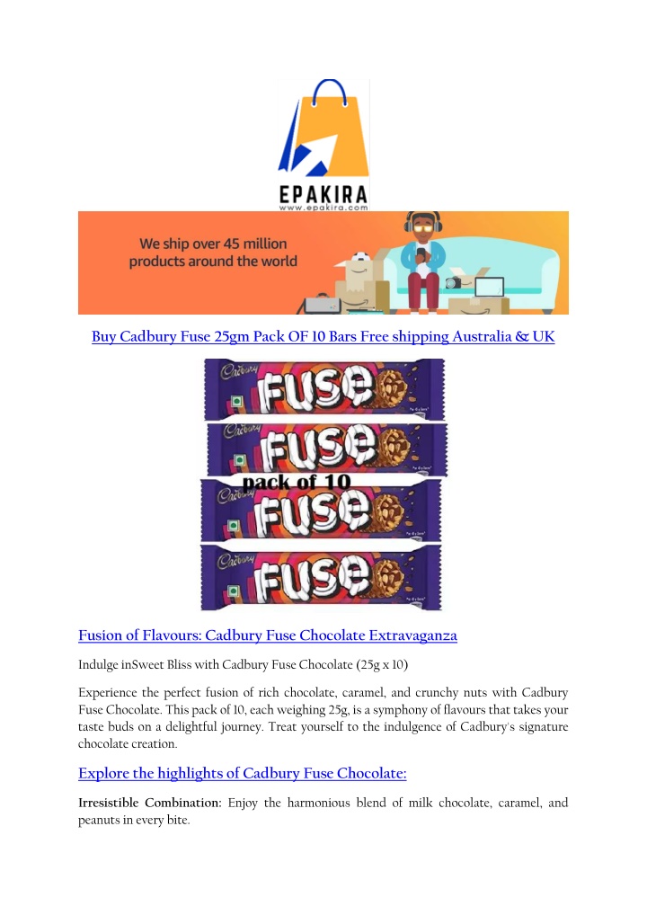 buy cadbury fuse 25gm pack of 10 bars free