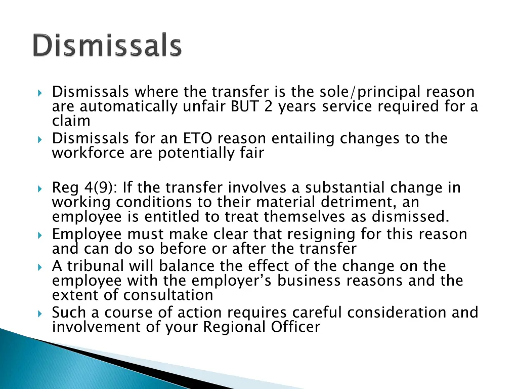 dismissals where the transfer is the sole