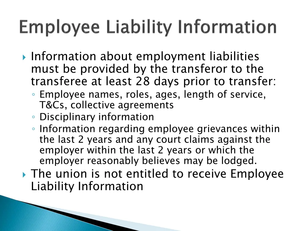 information about employment liabilities must