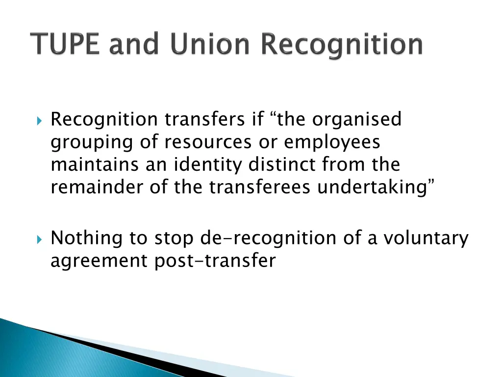 recognition transfers if the organised grouping