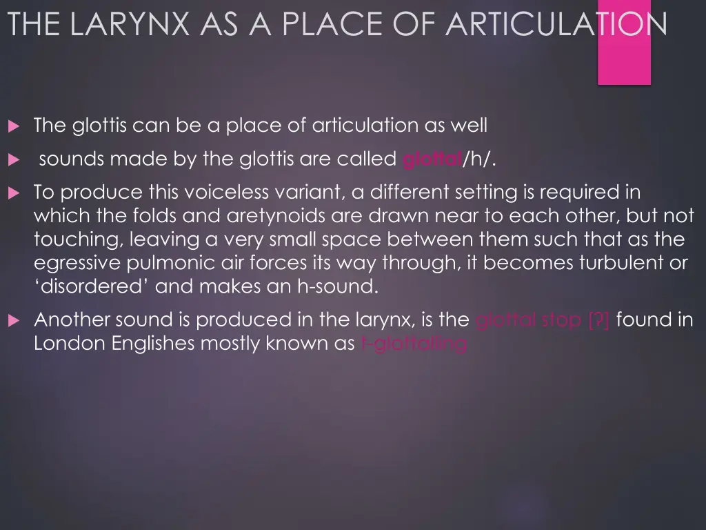 the larynx as a place of articulation