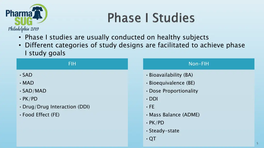phase i studies are usually conducted on healthy