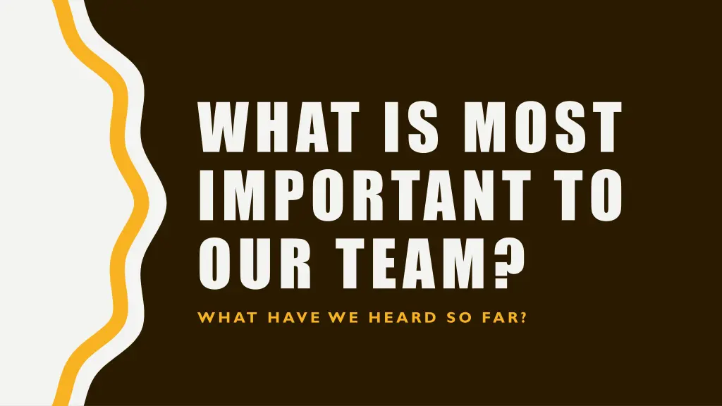 what is most important to our team what have