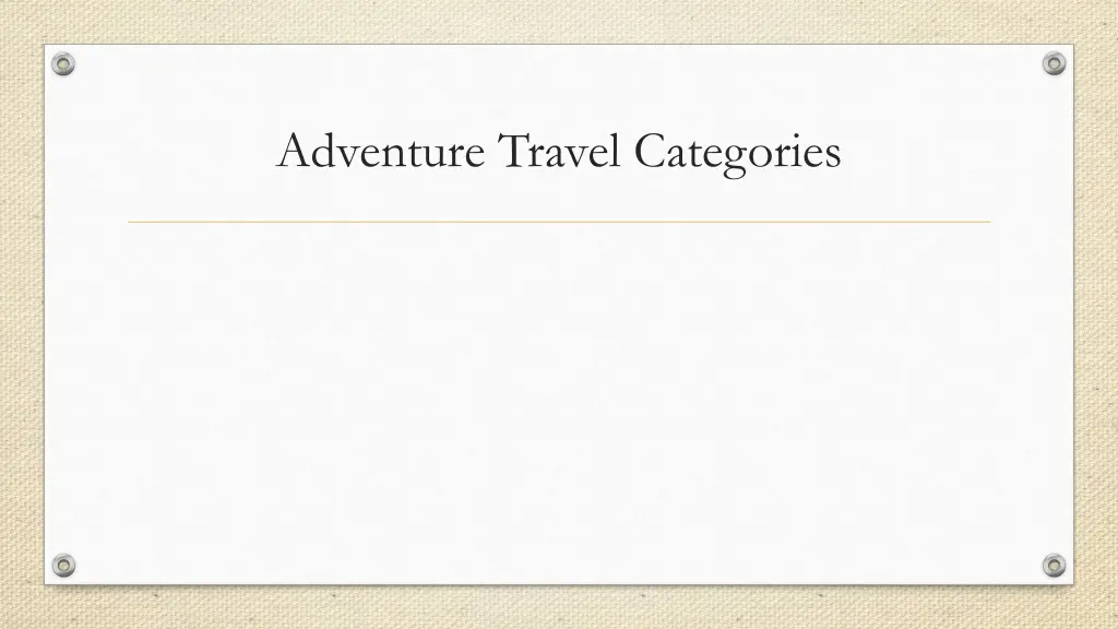 adventure travel categories
