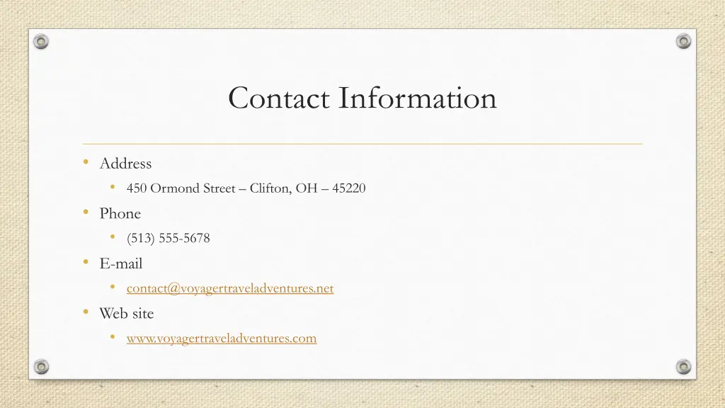 contact information