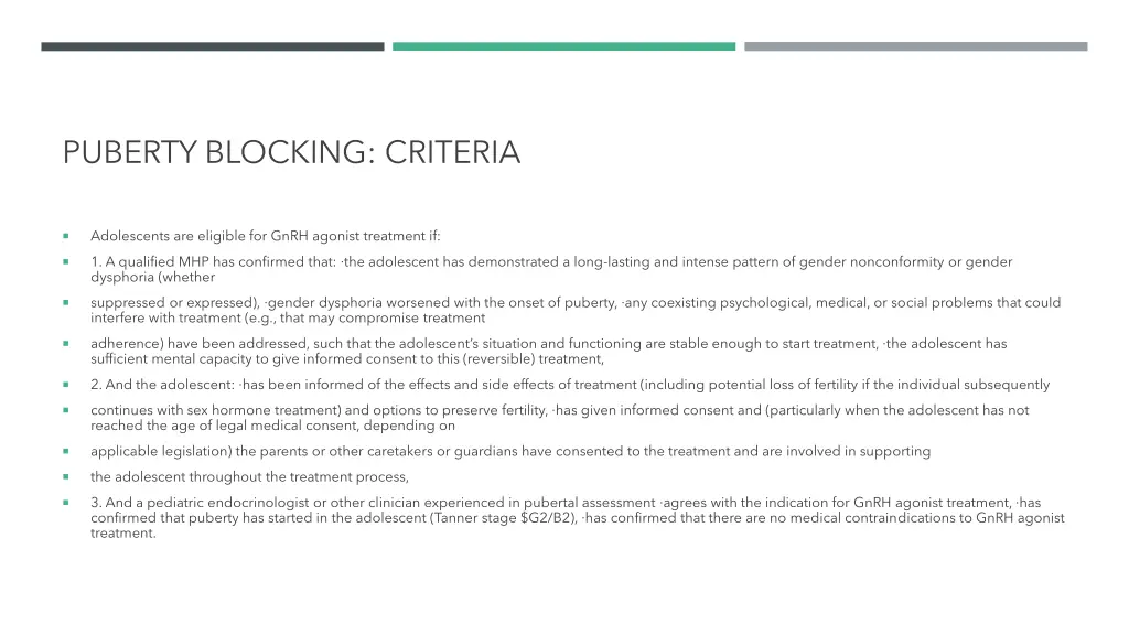 puberty blocking criteria