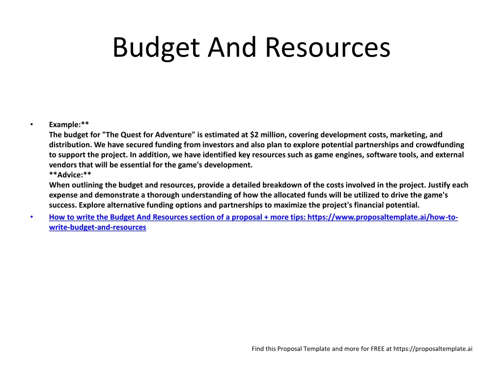 budget and resources