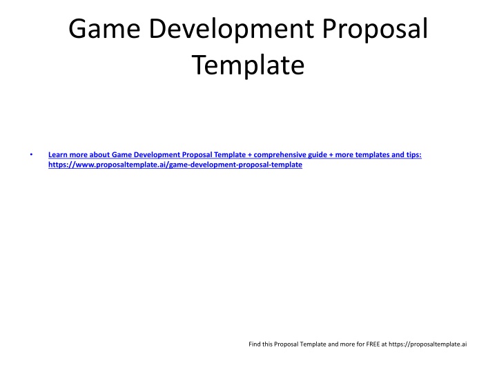 game development proposal template