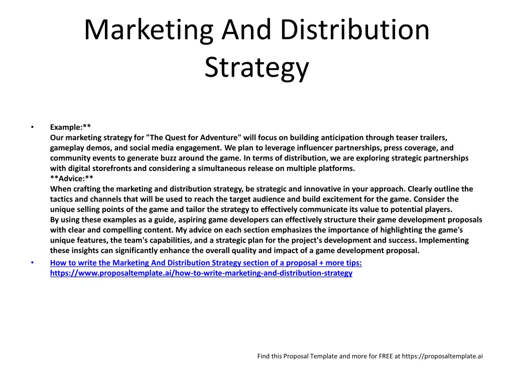 marketing and distribution strategy