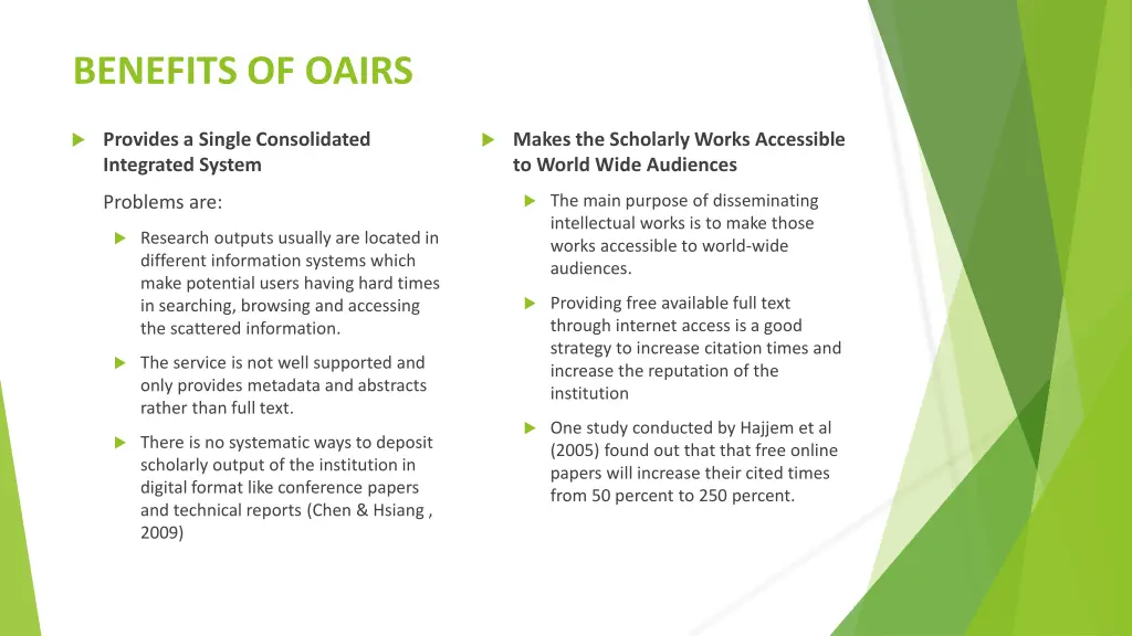 benefits of oairs
